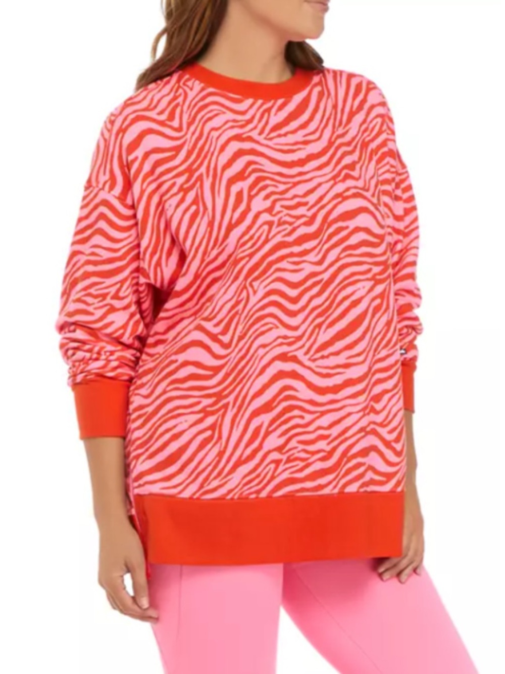 crown & ivy Cabana Red and Pink Zebra Print Sweatshirt Tunic medium
